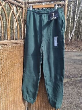 Plum Dark Green Fleece Joggers with Elastic Waist